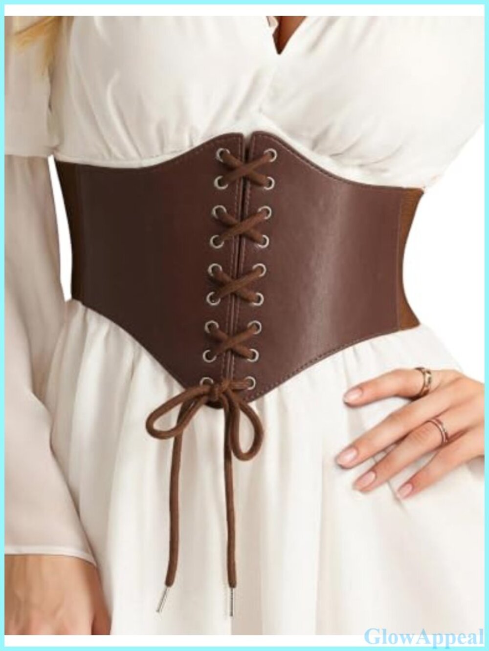 Faux Leather Lace-Up Corset Belt Waist Elastic Renaissance Pirate Style